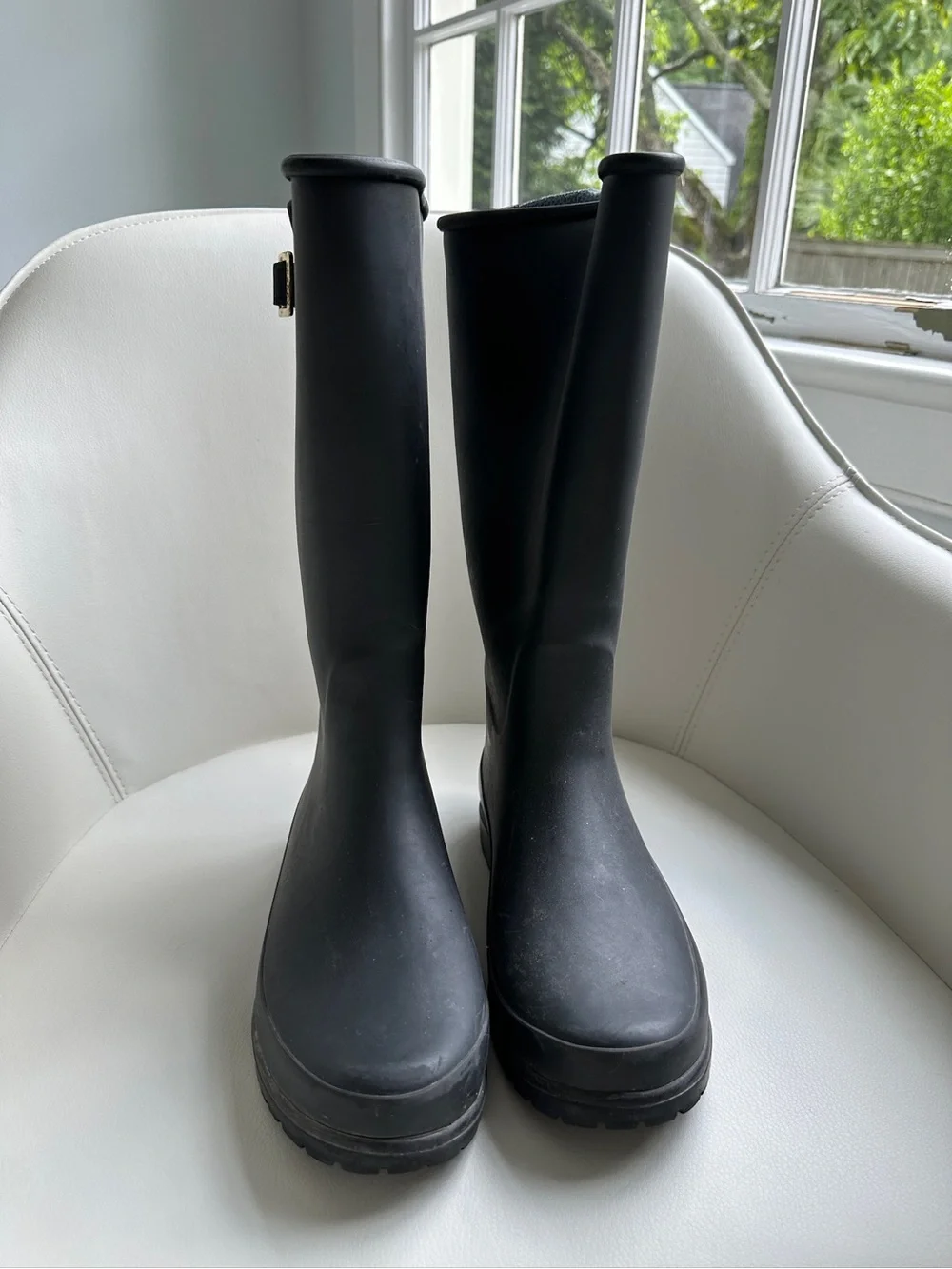 Sperry Black Tall Preppy Rain Boots in Size 8